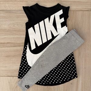 Girls Nike Tunic Black Polka Dress withLeggings